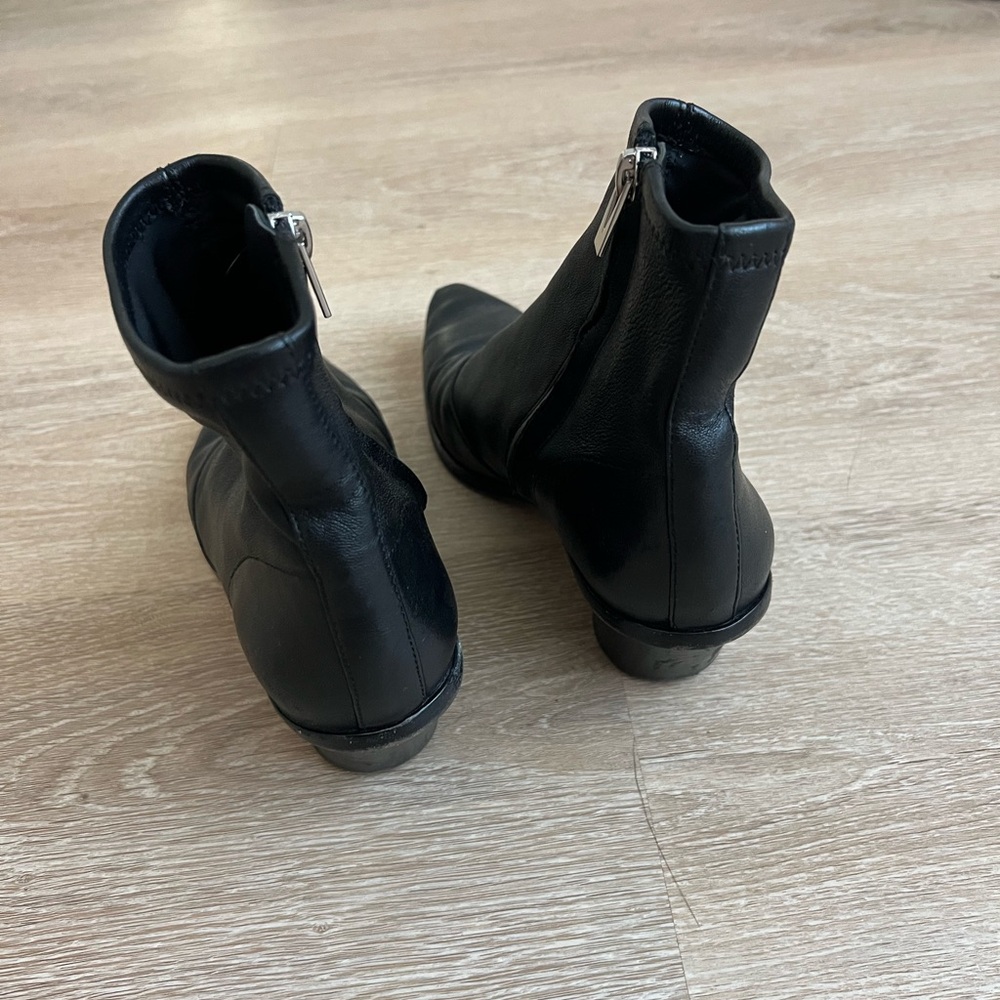 Via Spiga Black Pointed Toe Ankle Sock Booties with Side Zipper - Picture 4 of 5